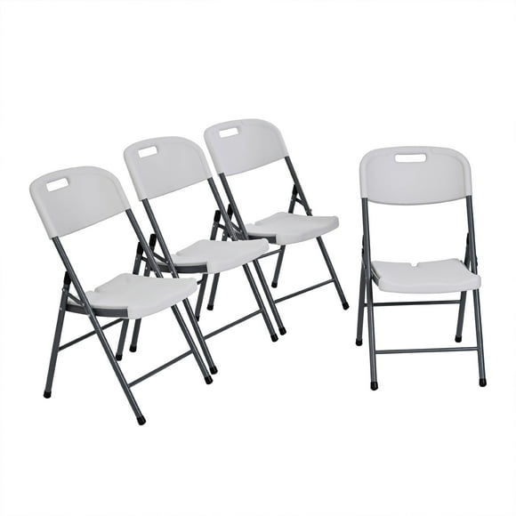 Set 4 Sillas Plegables De Plástico Reforzado Blanca