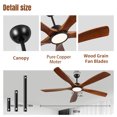 thumbnail image 3 of Ceiling Fans 60 Inch wood Ceiling Fan with light, Low Profile Ceiling Fan with Remote Control,Noiseless Reversible DC Motor with Timer60,Table Fans, 3 of 7