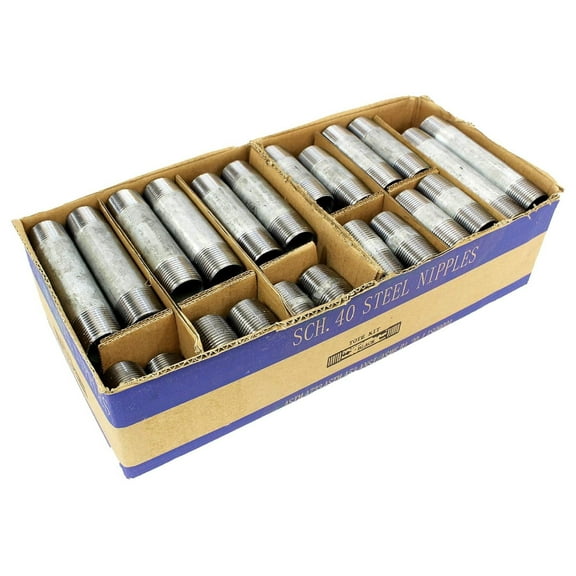 Inc 1/2" X 66 Industrial Steel Galvanized Pipe Assorted Pack, For DIY Home Furniture Pipe Decor, Fits 1/2 Inch Galvanized Threaded Pipe Nipples and Fittings (1/2"x66)