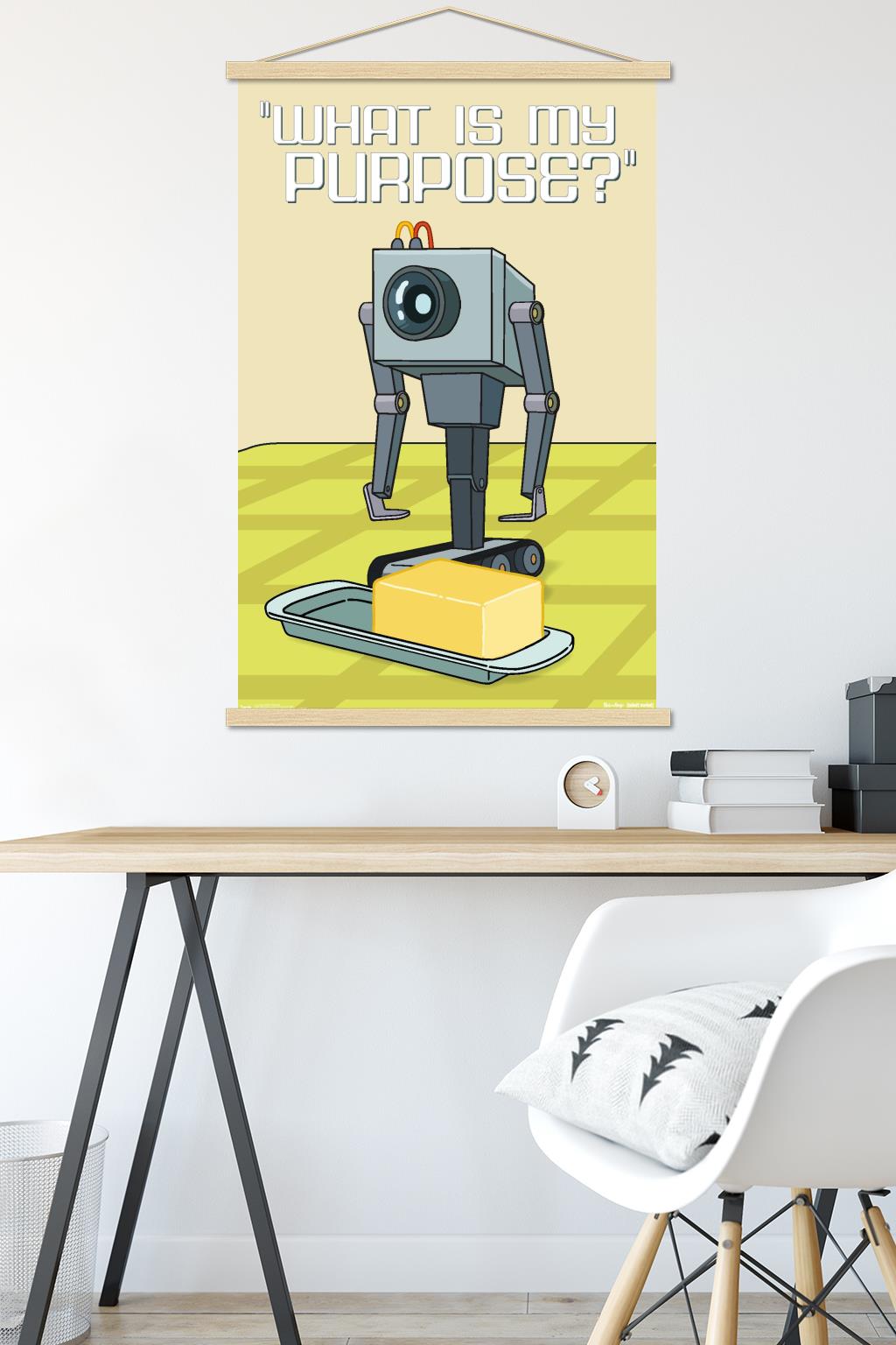Rick And Morty - Butter Bot Wall Poster with Wooden Magnetic Frame, 22.375" x 34"