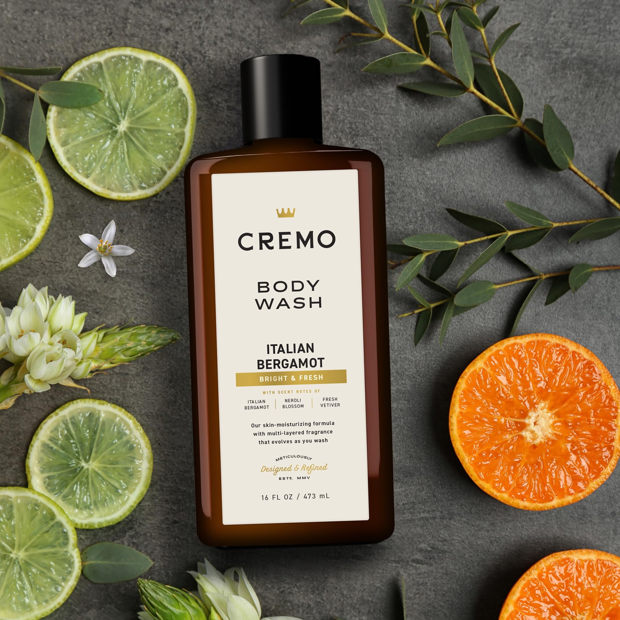 Cremo Body Wash Men, Notes of Italian Bergamot, Neroli Blossom