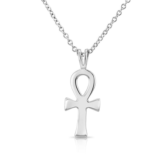 Tilo Jewelry 925 Sterling Silver Egyptian Key of Life Ankh Pendant Necklace - 16 Inch Unisex