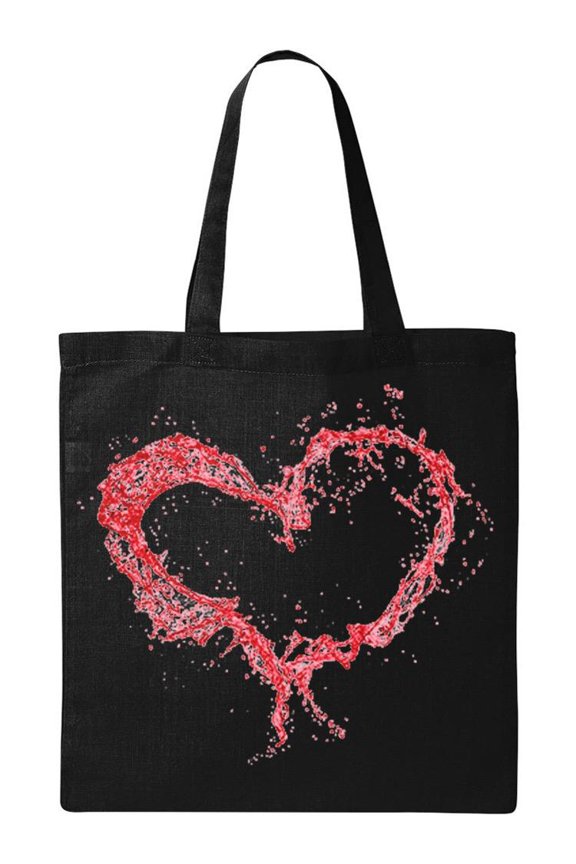 Heart Water Splash Tote Bag - Image by Shutterstock, One Size Cotton Canvas Tote Bag