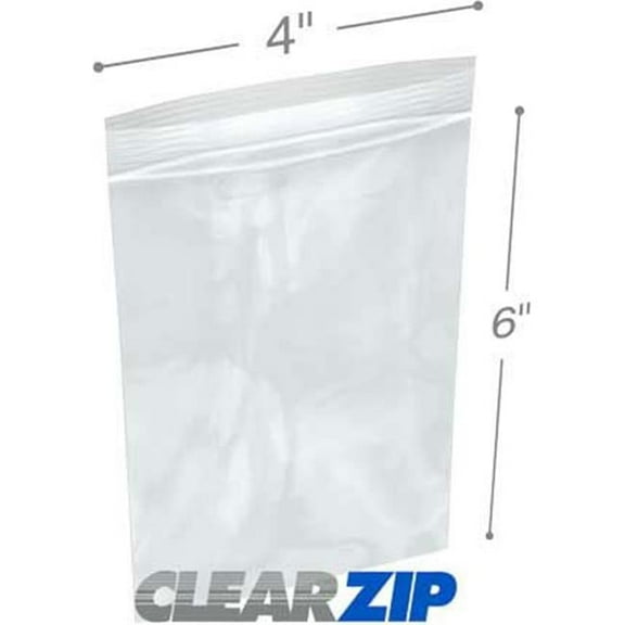 International Plastics CZ60406 4 x 6 in. ClearZip Lock Bags, 0.006 Gauge - Case of 1000