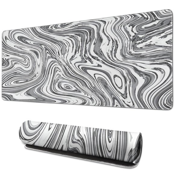 Travail, Jeu, Créez avec Style : Tapis de Souris TG Étendu 31.5x11.8 Po avec Design Fluide en Marbre Noir, Base en Caoutchouc Antidérapante - Idéal pour le Jeu et le Bureau.