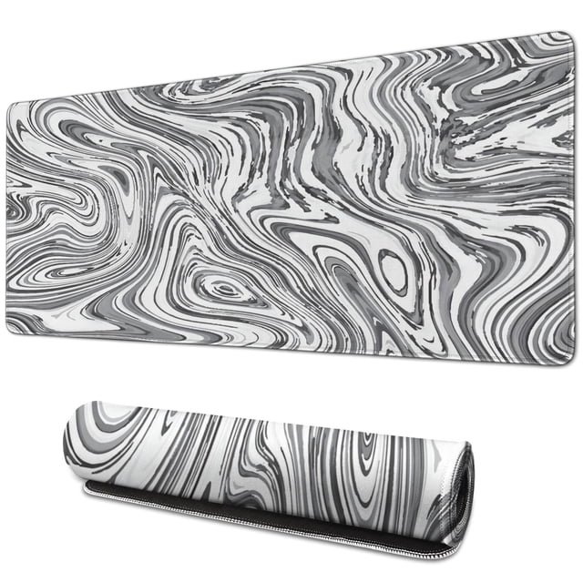 Work, Game, Create in Style: 31.5x11.8in Extended XL Mousepad with Black Marble Fluid Design, Non-Slip Rubber Base - Ideal for Gaming and Office.