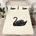 thumbnail image 2 of Feelyou Cartoon Black Swan Queen Sheet Sets, Kawaii Animal Lover Flat Sheet, Vintage Fashion Style Queen Fitted Sheet, Breathable Home Decor, 4pcs, 2 of 7