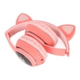 thumbnail image 4 of Auriculares para juegos con orejas de gato y Bluetooth, compatibles con tarjetas de memoria pequeñas, modo LINEIN, auriculares para juegos con micrófono LED, color rosa, 4 of 12