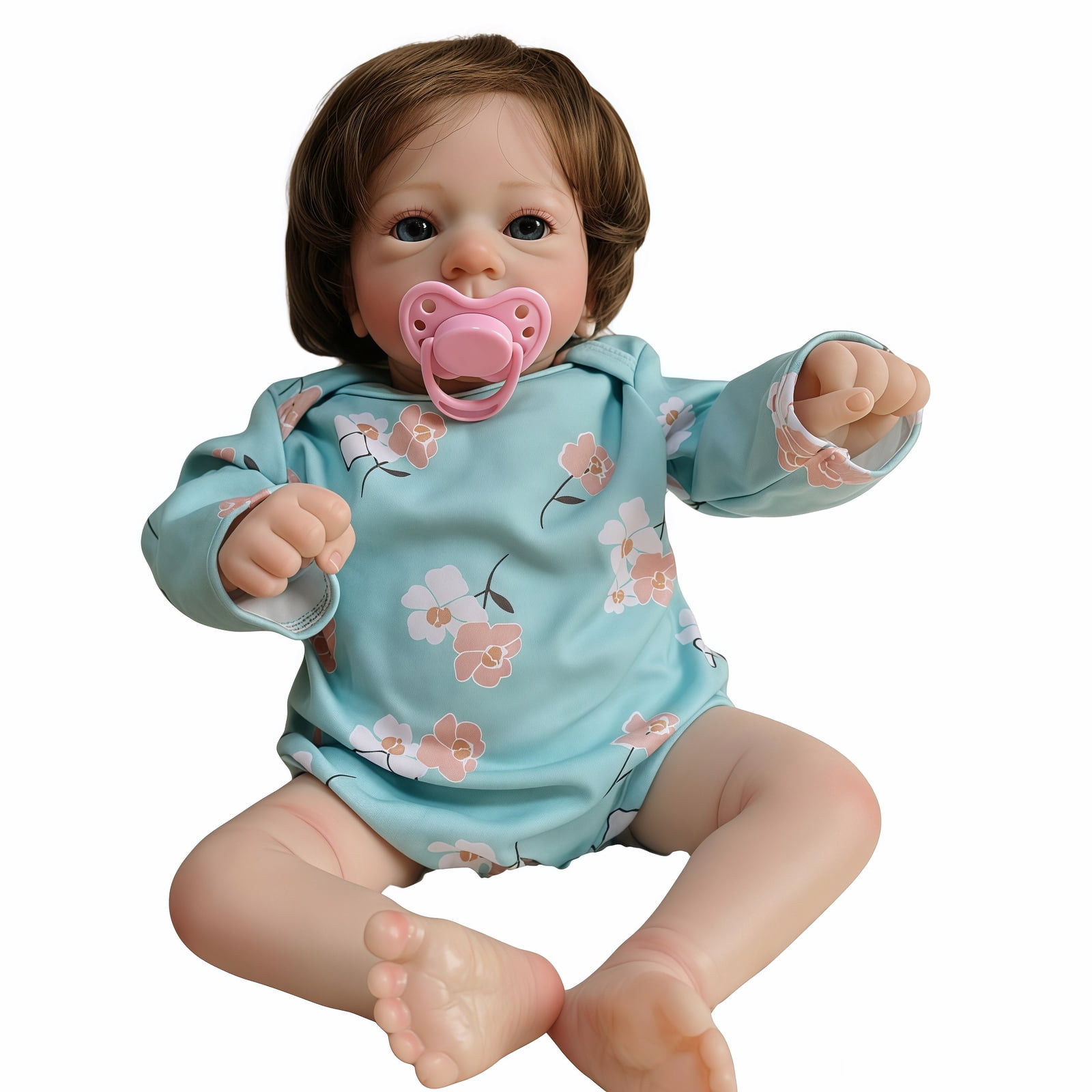 16 Inch Lifelike Reborn Baby Doll l, Soft Cloth Body , Realistic Skin Details, Hand-Painted Features, Kids Toy Age 3+