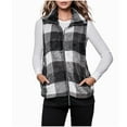 thumbnail image 4 of BSDJILFG Jacket Vests for Women Plus Size Fleece Color Block Plaid Shirts Sleeveless Thicken Collar Cardigans Winter Waistcoats Christmas Gifts, 4 of 7