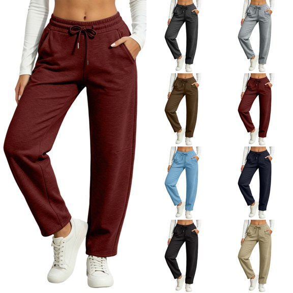 DYTTDG Women's Straight Leg Sweatpants, Drawstring Elastic High Waist Loose Casual Jogger Pants with Side Pockets for Daily Loungewear