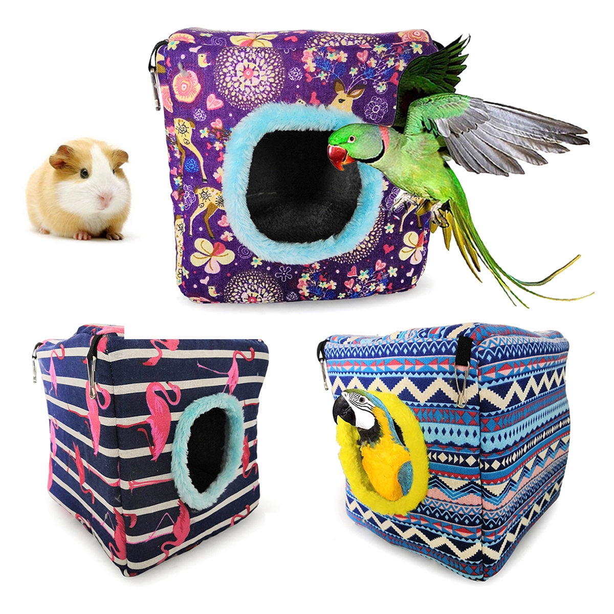 Pet Enjoy Large Square Parrot Nest House,Winter Warm Bird Snuggle Hut