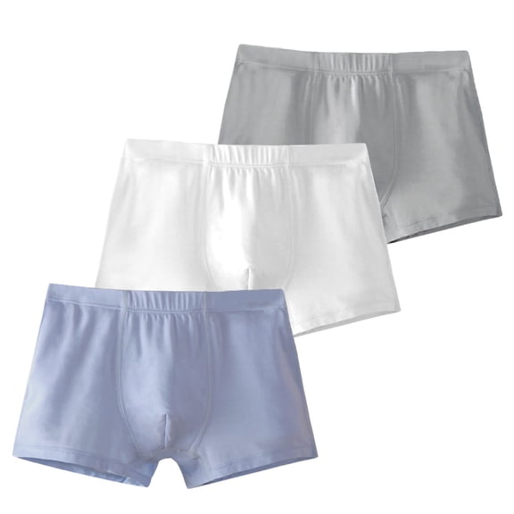 Boys' 3-Pack Solid Color Boxer Briefs, Soft and Breathable Kids Underwear for All-Day Comfort, 3-15 Years Blue 5-6 Years