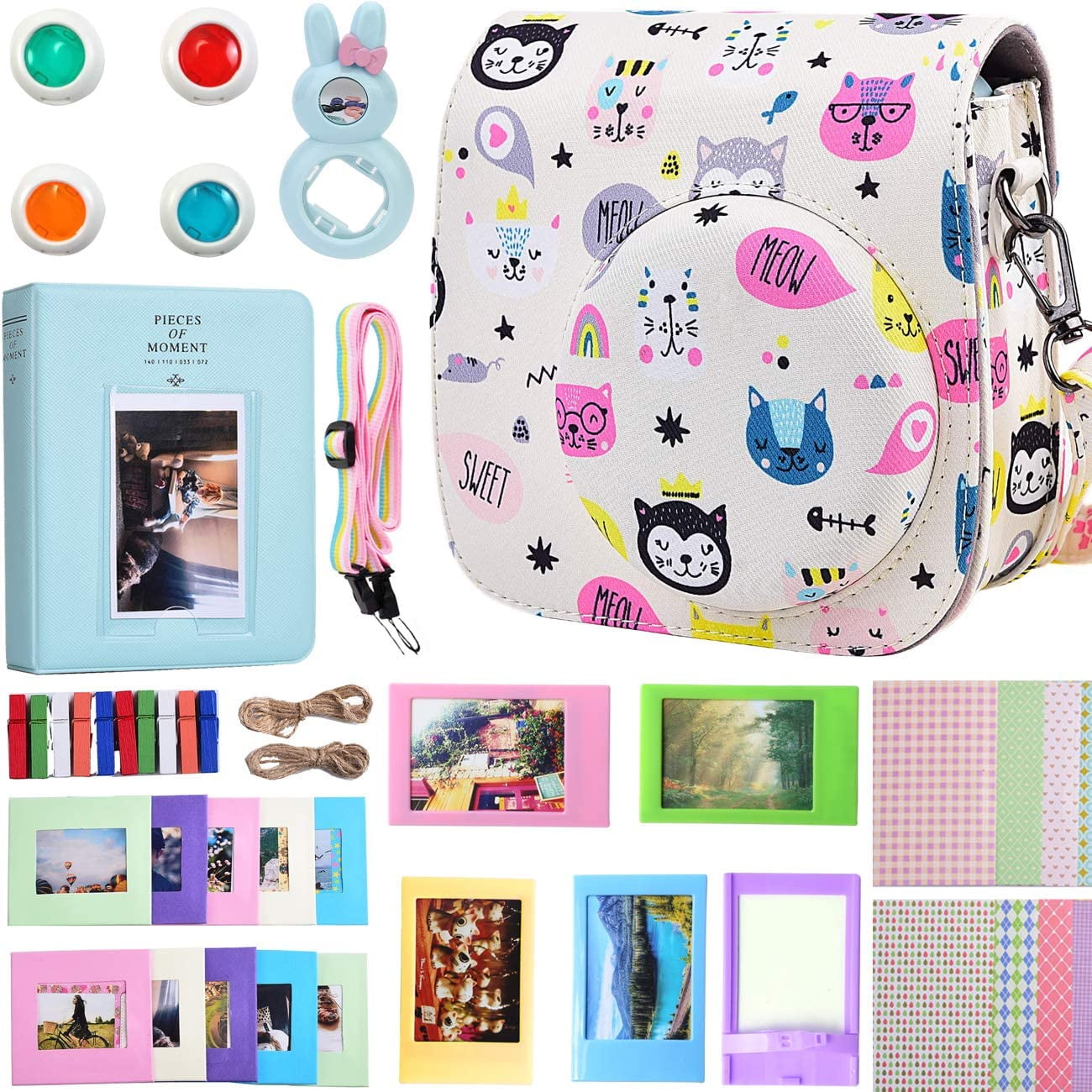 Bundle Pack Include Albums Shoulder Strap&Other Accessories Case & Accessories Compatible with Fujifilm Instax Mini 11 Instant Polaroid Film Camera White 
