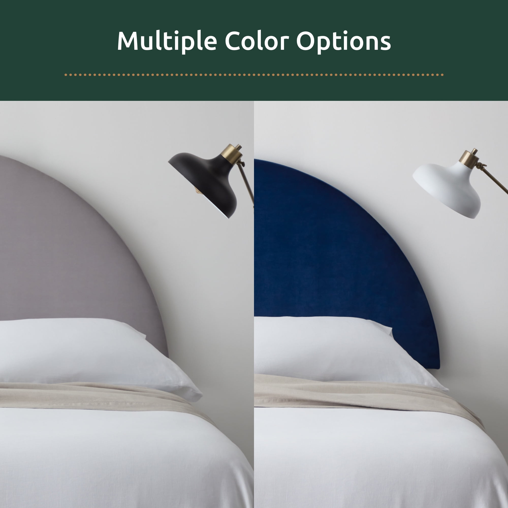 Rest Haven Manchester Half-Moon Modern Upholstered Headboard, Full, Velvet Navy
