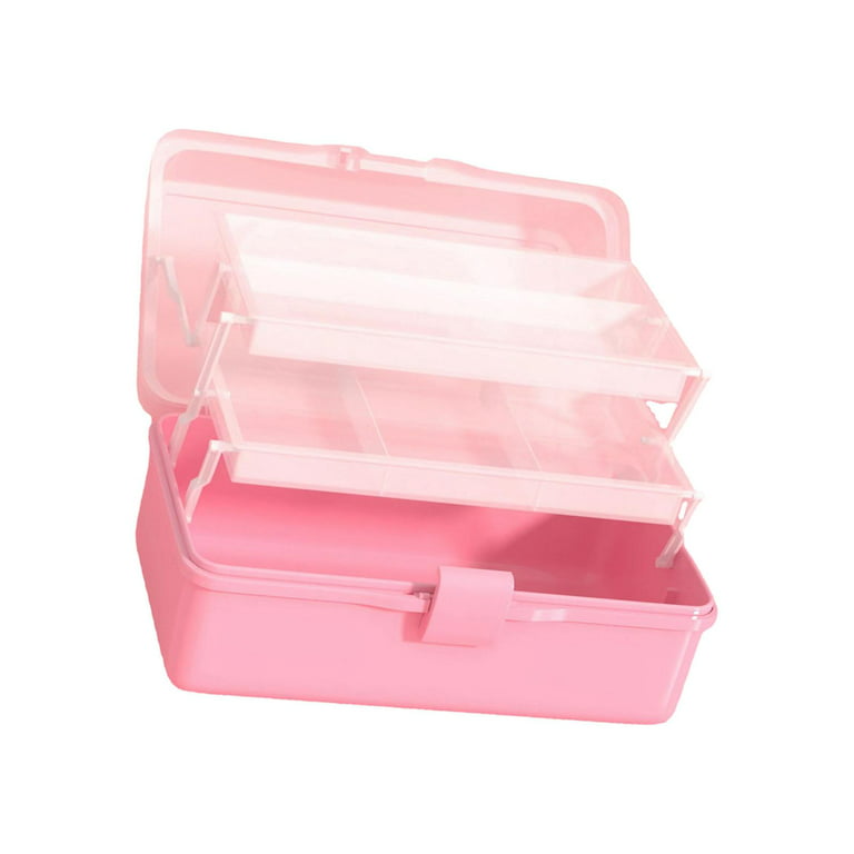 Three Layer Craft Storage Box Crafts Supplies Case with Handle for Cosmetic  
