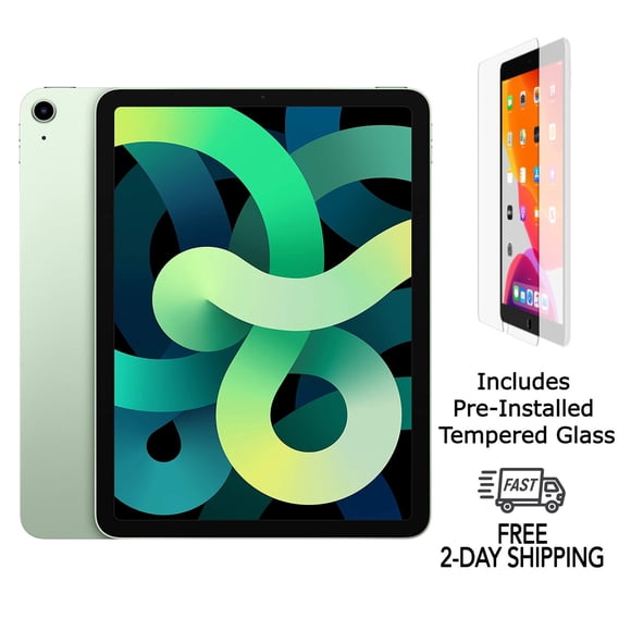 Refurbished Apple iPad Air 4 A2316 (WiFi) 256GB Green (Grade A+) w/ Pre-Installed Tempered Glass