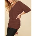 thumbnail image 4 of Made by Johnny Women's V-Neck 3/4 Sleeve Dolman Top with Side Shirring L RUST, 4 of 6