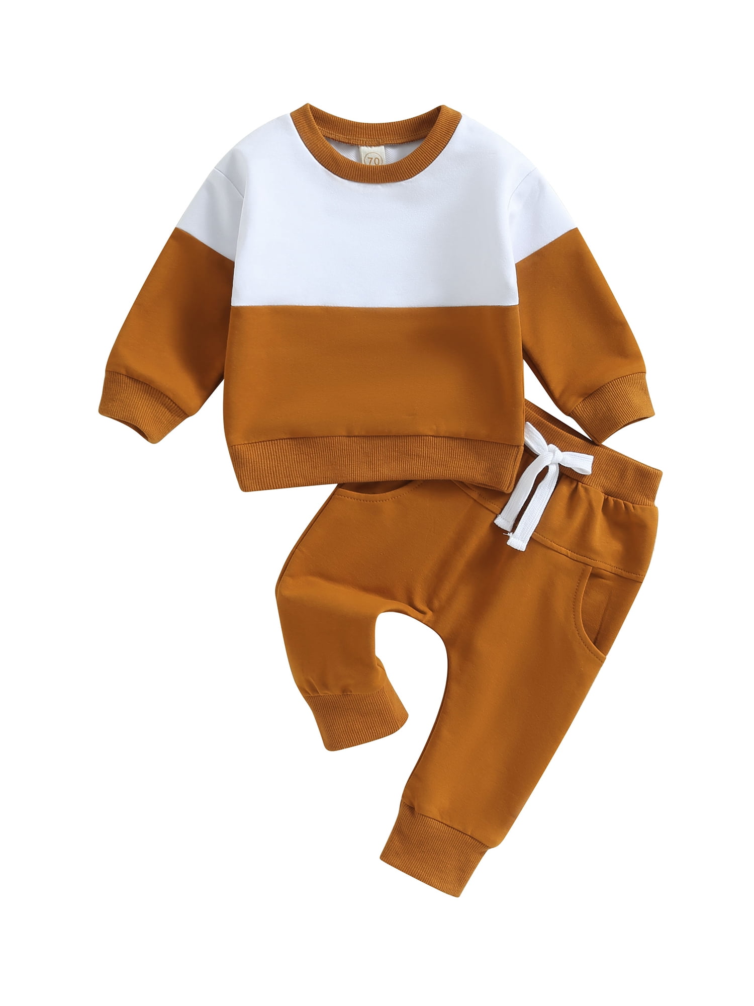 Toddler Baby Boy Fall Winter Clothes Color Block Long Sleeve Sweatshirt