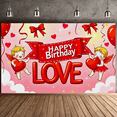thumbnail image 6 of Romantic Red Happy Birthday Banner with Cupids Hearts Bows for Birthday Party Valentine s Day Party Decorations Photo Backdrop Background Party Supplies Decor, 6 of 8