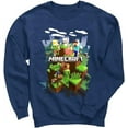 thumbnail image 3 of Minecraft Boy's Navy Blue Cute Character Logo Long Sleeve Lightweight Sweatshirt, Small, 3 of 3