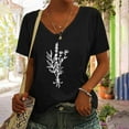 thumbnail image 2 of Zpanxa Womens Summer Tops Trendy Casual Print V-Neck Short Sleeve T Shirt Pullover Tops Lightweight Cute Blouse Pullover Black M, 2 of 5