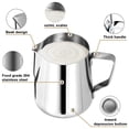 thumbnail image 5 of 12oz Milk Frothing Pitcher, 304 Stainless Steel Milk Steaming Cup with Dripless Spout, Latte Art Jug for Espresso Machine, Includes Decorating Pen, 350ml, 5 of 9