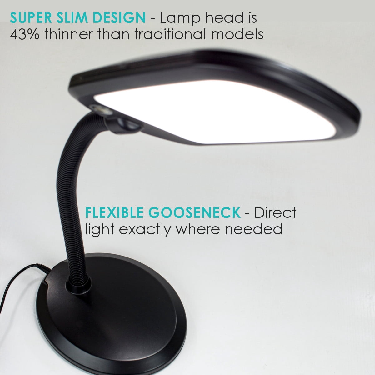 LED Bright Reader Natural Daylight Full Spectrum Desk Lamp Black NEW SLIMMER DESIGN
