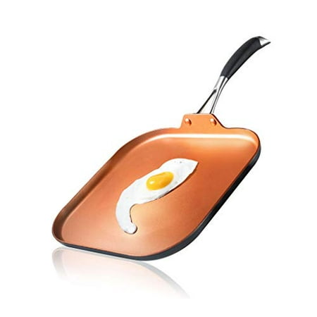 3-Layer Copper Non-Stick Griddle Pan - Hard-Anodized Looking Heat Resistant Lacquer Outside & Copper Non-Stick Coating Inside  Luxury Home Kitchenware  PFOA/PFOS FREE - NutriChef NCSQPA