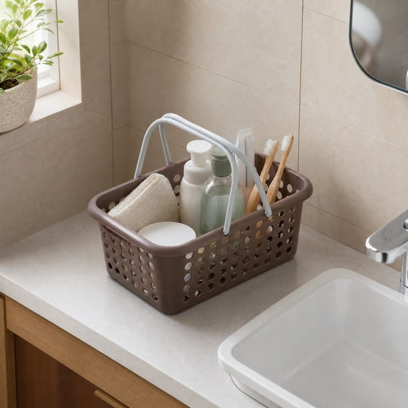YFGEFTR Plastic Shower Caddy Basket, Portable Organizer Storage Basket with Handles, for Bathroom/Pantry/Kitchen/College Dorm
