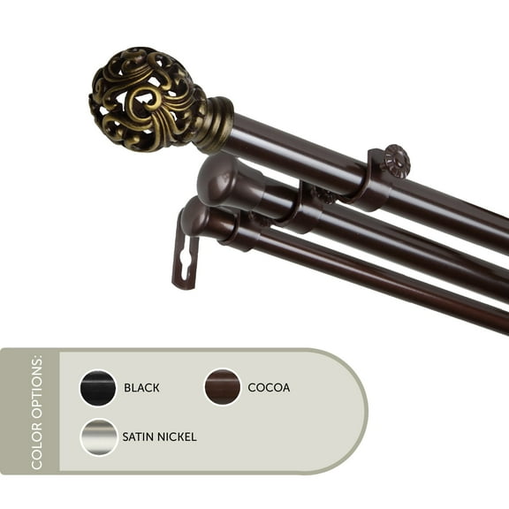 13/16 inch Cilla Triple Curtain Rod 48-84" - Cocoa