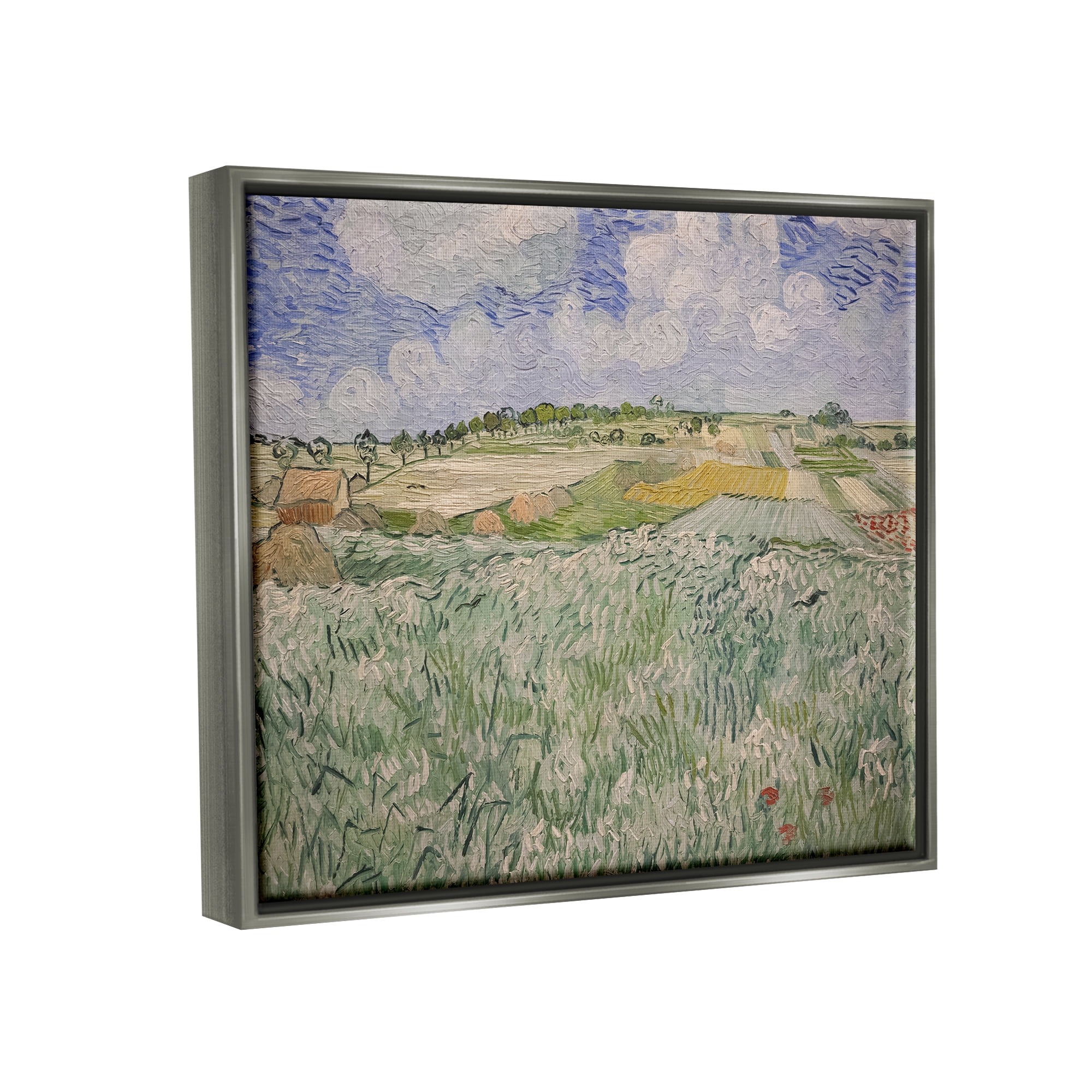 Stupell Plain Near Auvers Van Gogh Classic Landscape Painting Gray Floater Framed Art Print Wall Art