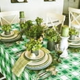 thumbnail image 4 of Waterproof Checkered Tablecloth for St Patrick's Day, 60 x 120 Inch - Fabric Rectangle Spring Table Cloth for Dining and Outdoor Picnic, Green and White Gingham, 4 of 7