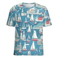 thumbnail image 5 of Coastal Sailboats Pattern Women's Short Sleeve T-Shirt Crew Neck Casual Summer Trendy Loose Fit Tops, 5 of 7