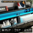 thumbnail image 3 of VEANERWOOD Twin Size Lift Up Bed Frame with Storage Headboard, Upholstered Platform Bed with Charging Station, LED Lights, No Box Spring Needed, 3 of 9