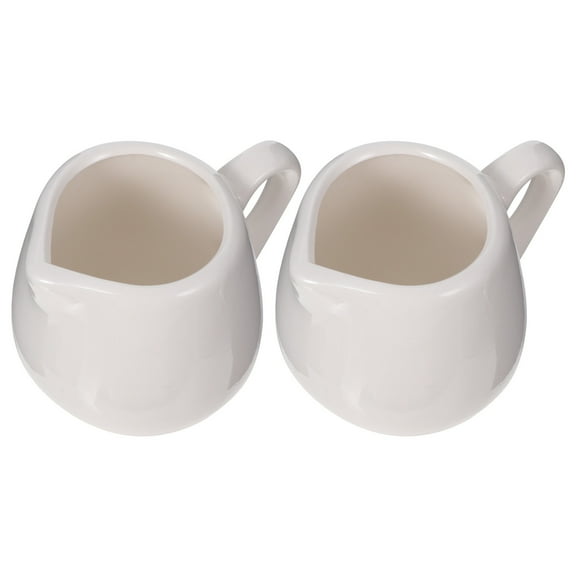 TEHAUX 2Pcs Ceramic Cream Jug Simple Design White Cooking In Families