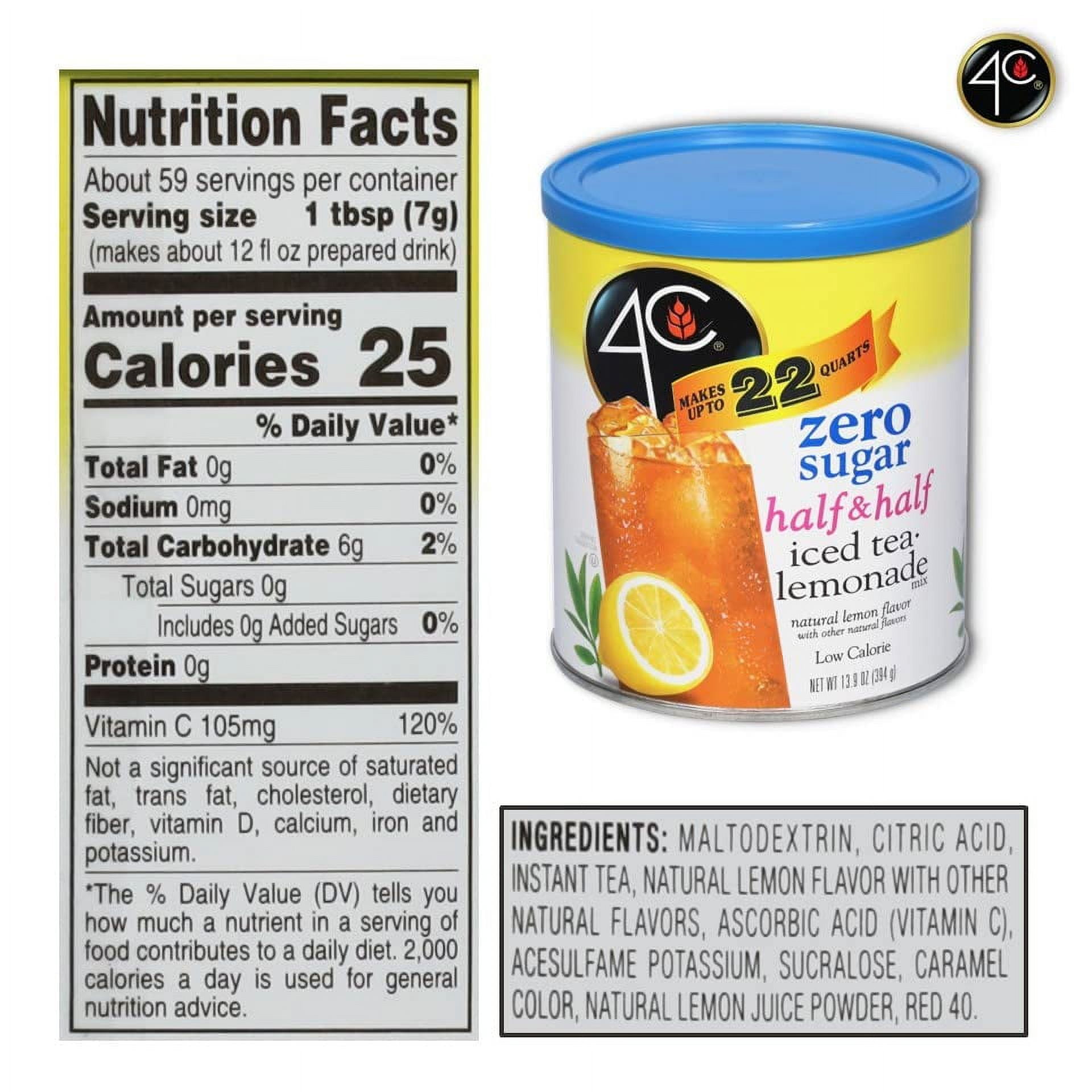 4C Light Powdered Drink Mix Cannisters, Zero Sugar Half
