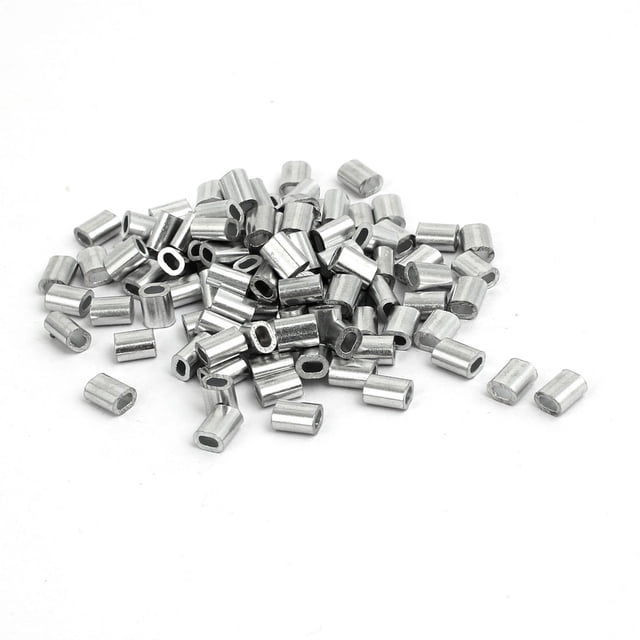 Unique Bargains Cordon de Câble 1.5mm Manchons en Aluminium Clips Raccords Boucle 100 Pcs