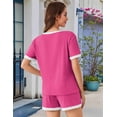thumbnail image 5 of Colorblock Short-Sleeved Suit Rose Red L, 5 of 6