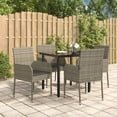 thumbnail image 1 of vidaXL 5 Piece Garden Dining Set with Cushions Black and Grey Poly Rattan, 1 of 5