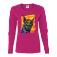 thumbnail image 2 of Cute Colorful Rainbow Doberman Dog Dog Lover Womens Graphic Long Sleeve T-Shirt, Fuschia, Medium, 2 of 3
