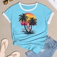 thumbnail image 6 of Tops For Women T-Shirts Color Block Graphic Short Sleeve Beach Summer Fashion Clothing, 6 of 7