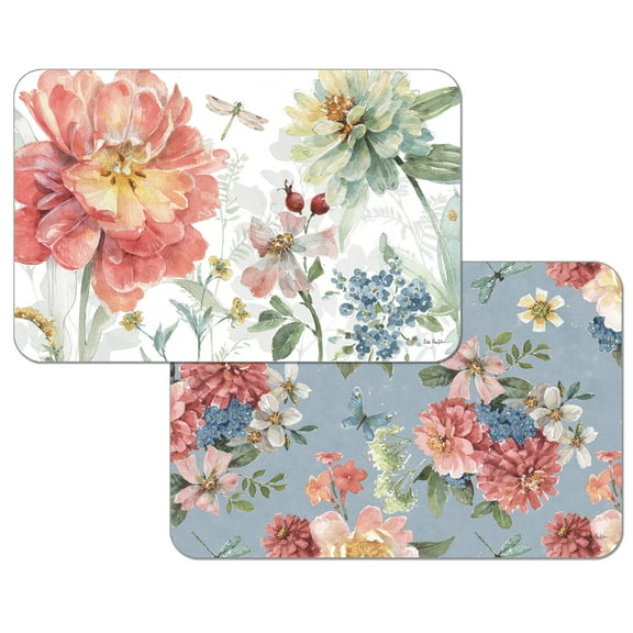 Wipe-Clean Reversible Decofoam Placemats, Spring Meadow, Set of 2, Made in The USA
