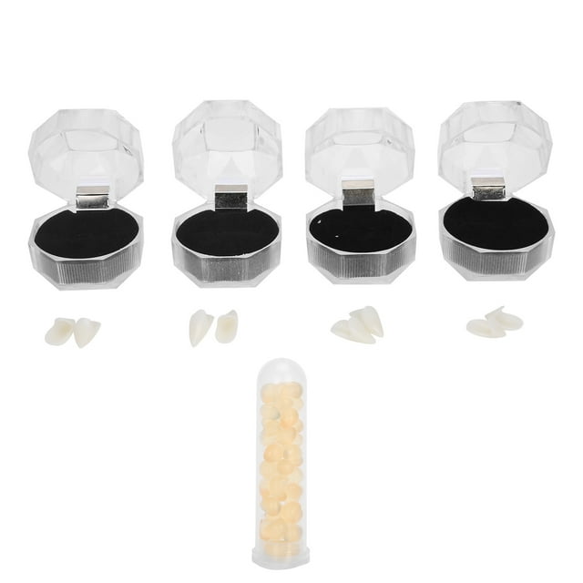 False Teeth, 4 Pairs Cosplay Dentures With Teeth Pellets Adhesive For Halloween