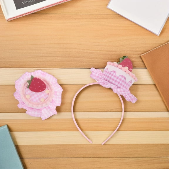 LITINKIMI Pink Cake Costume Headband and Hair Clips for Birthday Parties