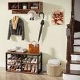 thumbnail image 4 of Tribesigns Entryway Coat Racks with Shoe Storage Bench, Industrial Hall Tree with 3 Storage Cubbies and 7 Hooks for Entrance, Hallway, 5-in-1 Design, Rustic Brown, 4 of 9