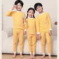 thumbnail image 5 of XUNZOO Kids Boys Girls Thermal Underwear Set Long Johns Fleece Casual T-Shirt Top with Elastic Waist Yellow 140, 5 of 7
