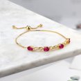 thumbnail image 3 of Gem Stone King 4.02 Ct Red Ruby E-F Lab Grown Diamond 18K Yellow Gold Plated Silver Bracelet for Women, 3 of 3