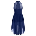 thumbnail image 4 of inhzoy Girls' Lyrical Dance Dresses Irregular Hem High-Low Tutu Skirt Dancewear Gymnastics Skirted Navy Blue 6, 4 of 5