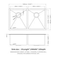 thumbnail image 5 of Double Bowl Undermount Sink, 33"x19" Gunmetal Black Double Bowl Kitchen Sink 16 Gauge with Two 10" Deep Basin, X Grooves Engineered for Easy Draining, 5 of 6